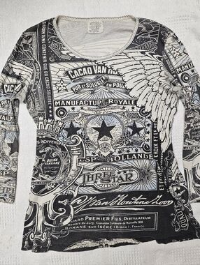 Vintage Skinny Minnie Graphic Long-Sleeve Women's Top in Black and White